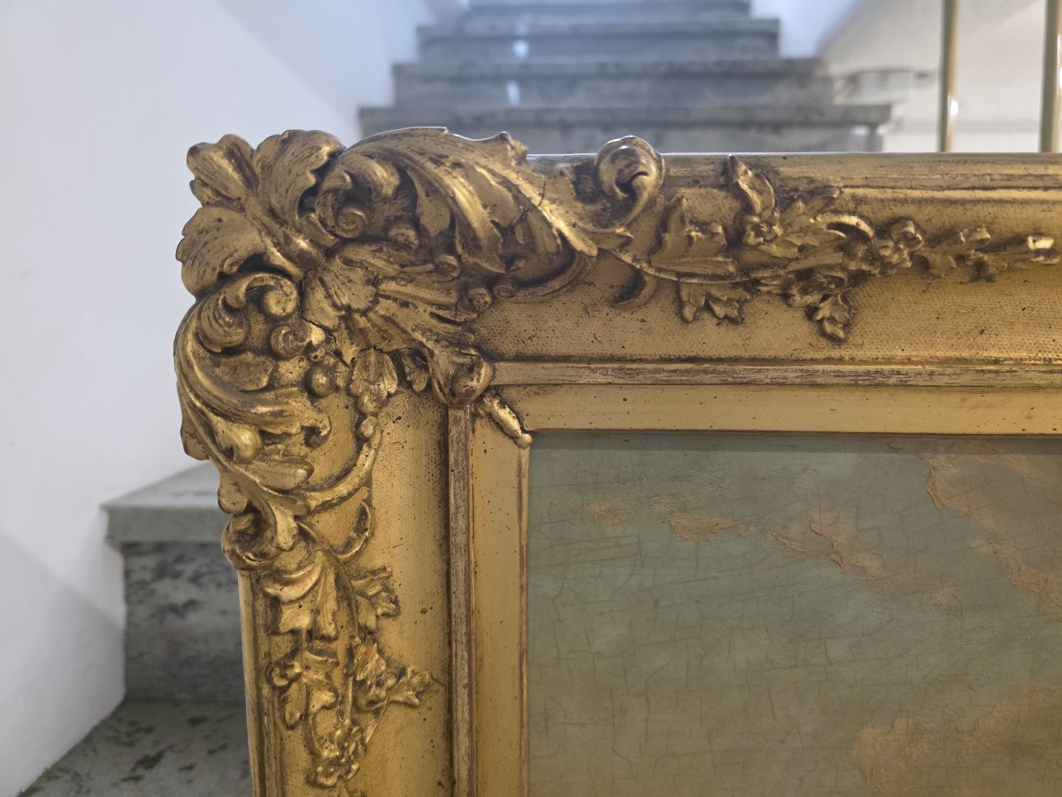 Olio su tavola paesaggio fiammingo con mucche e contadini metà del seicento-photo-5