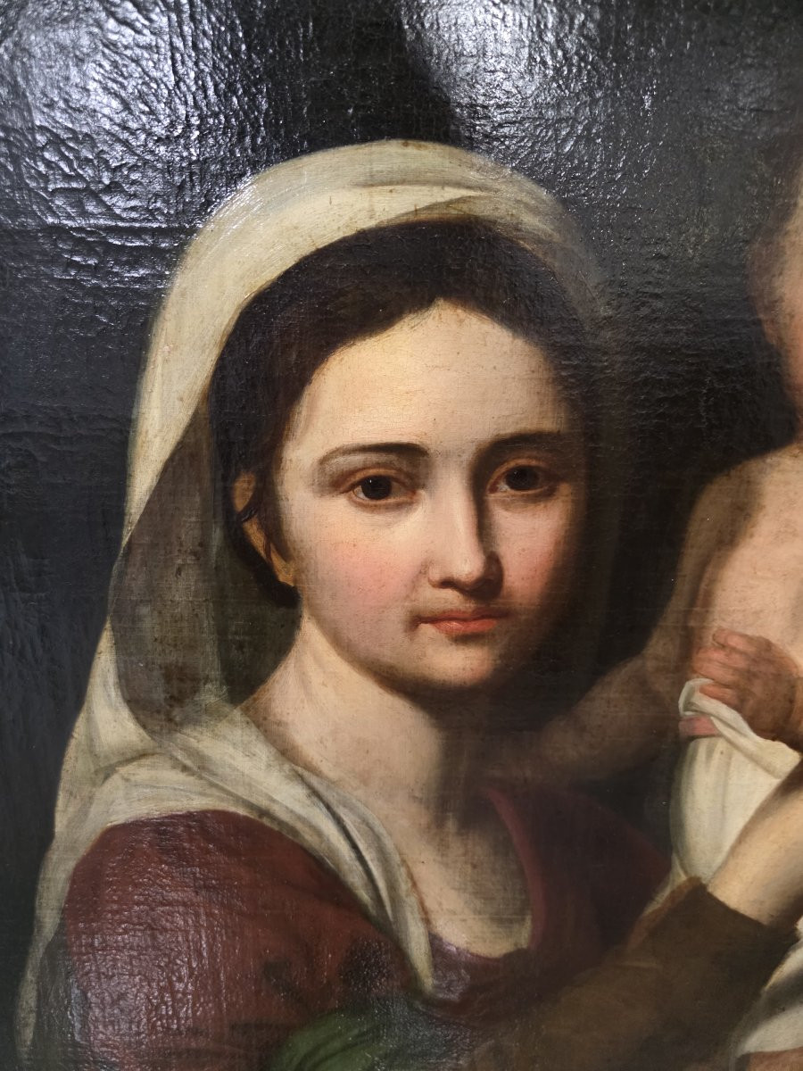 Olio su tela Madonna con Bamibino epoca neoclassica di fine settecento-photo-2