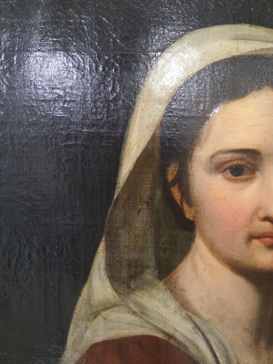 Olio su tela Madonna con Bamibino epoca neoclassica di fine settecento-photo-6