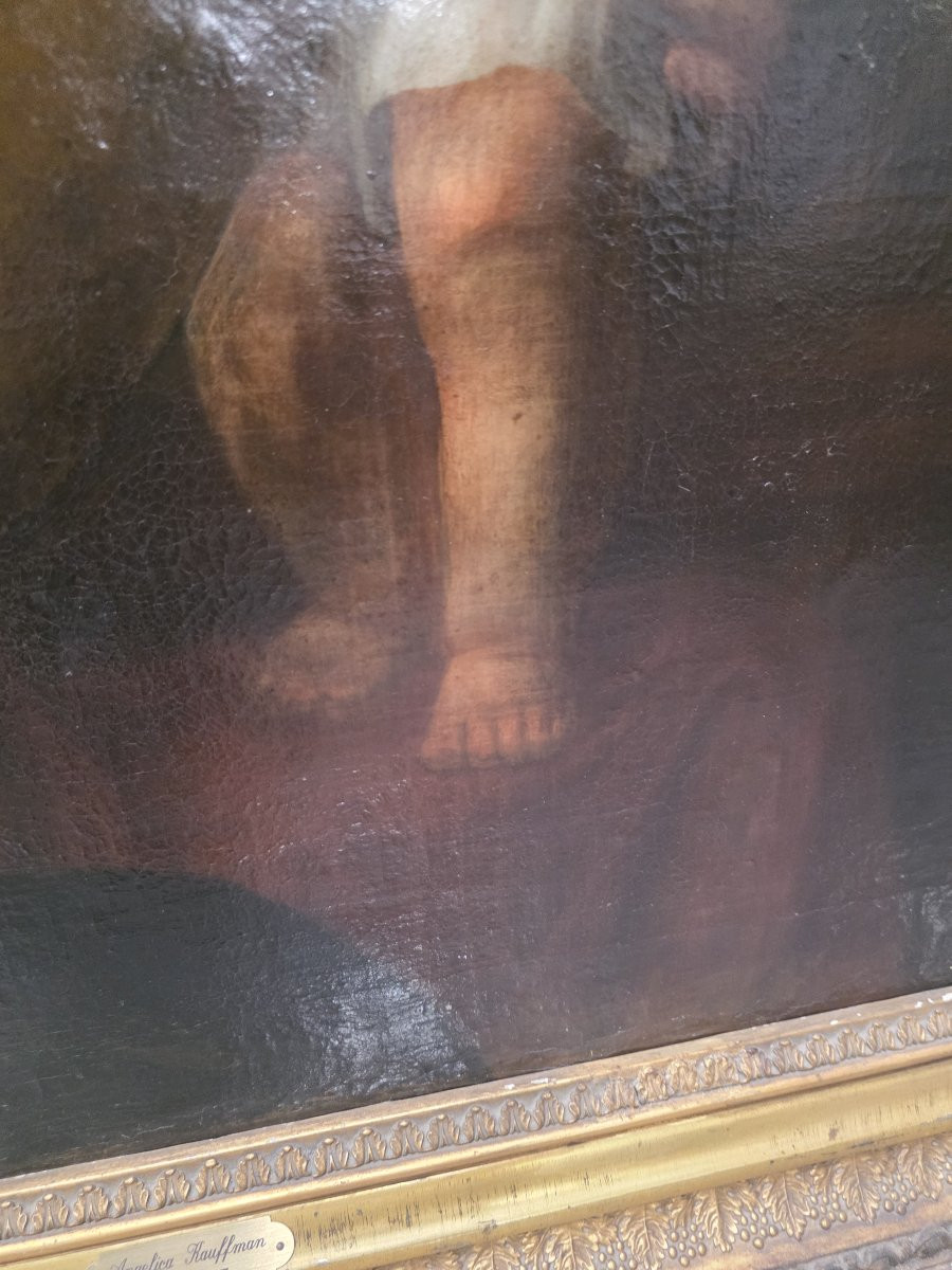 Olio su tela Madonna con Bamibino epoca neoclassica di fine settecento-photo-7