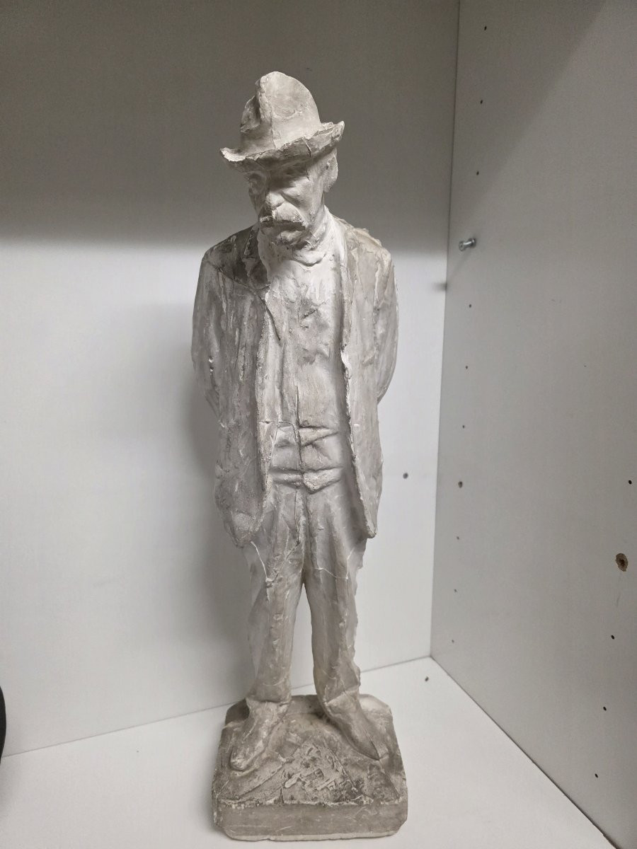 Statua in gesso bozzetto del bronzo raffigurante il pittore Giovanni Fattori-photo-2