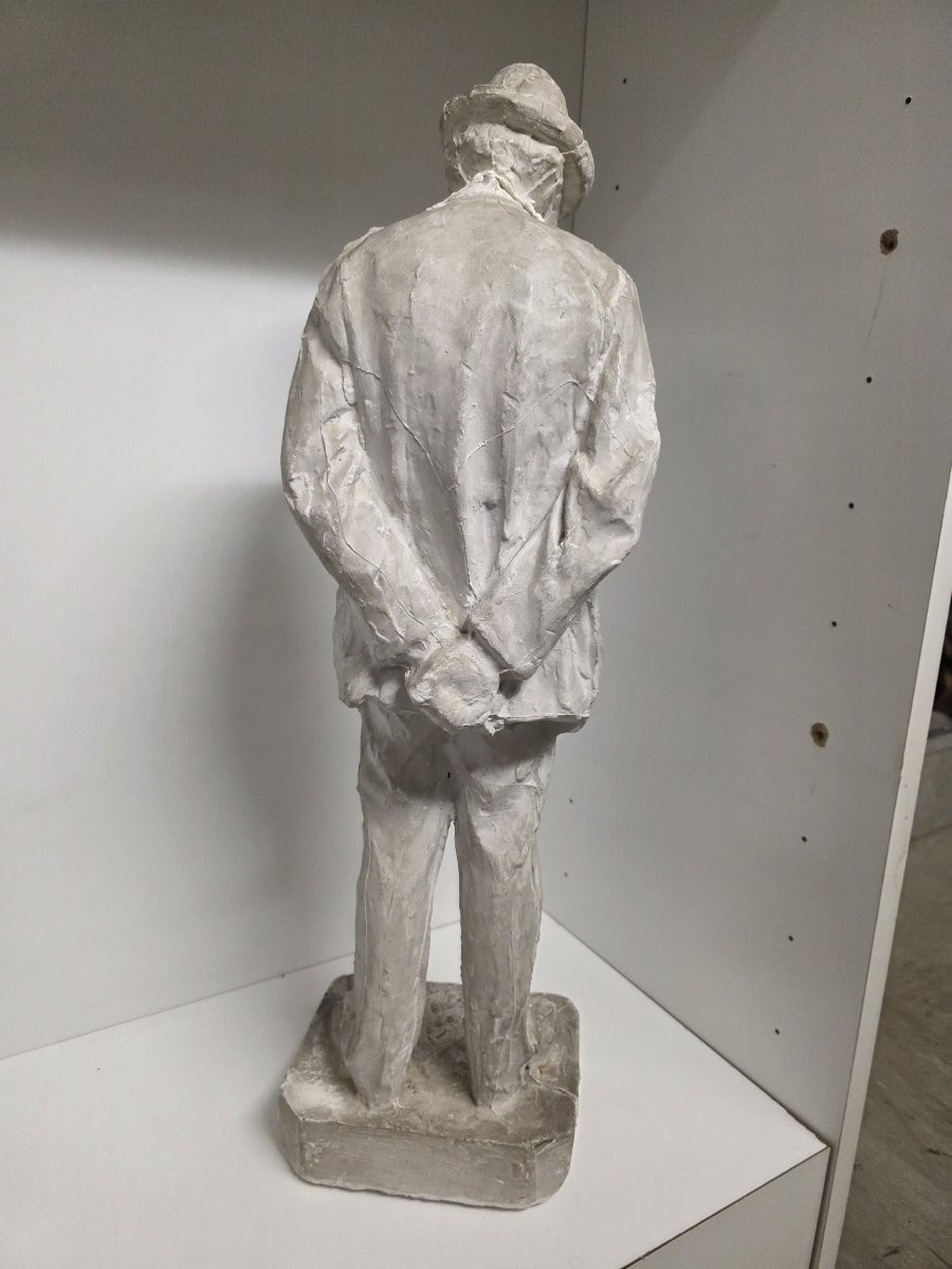 Statua in gesso bozzetto del bronzo raffigurante il pittore Giovanni Fattori-photo-1