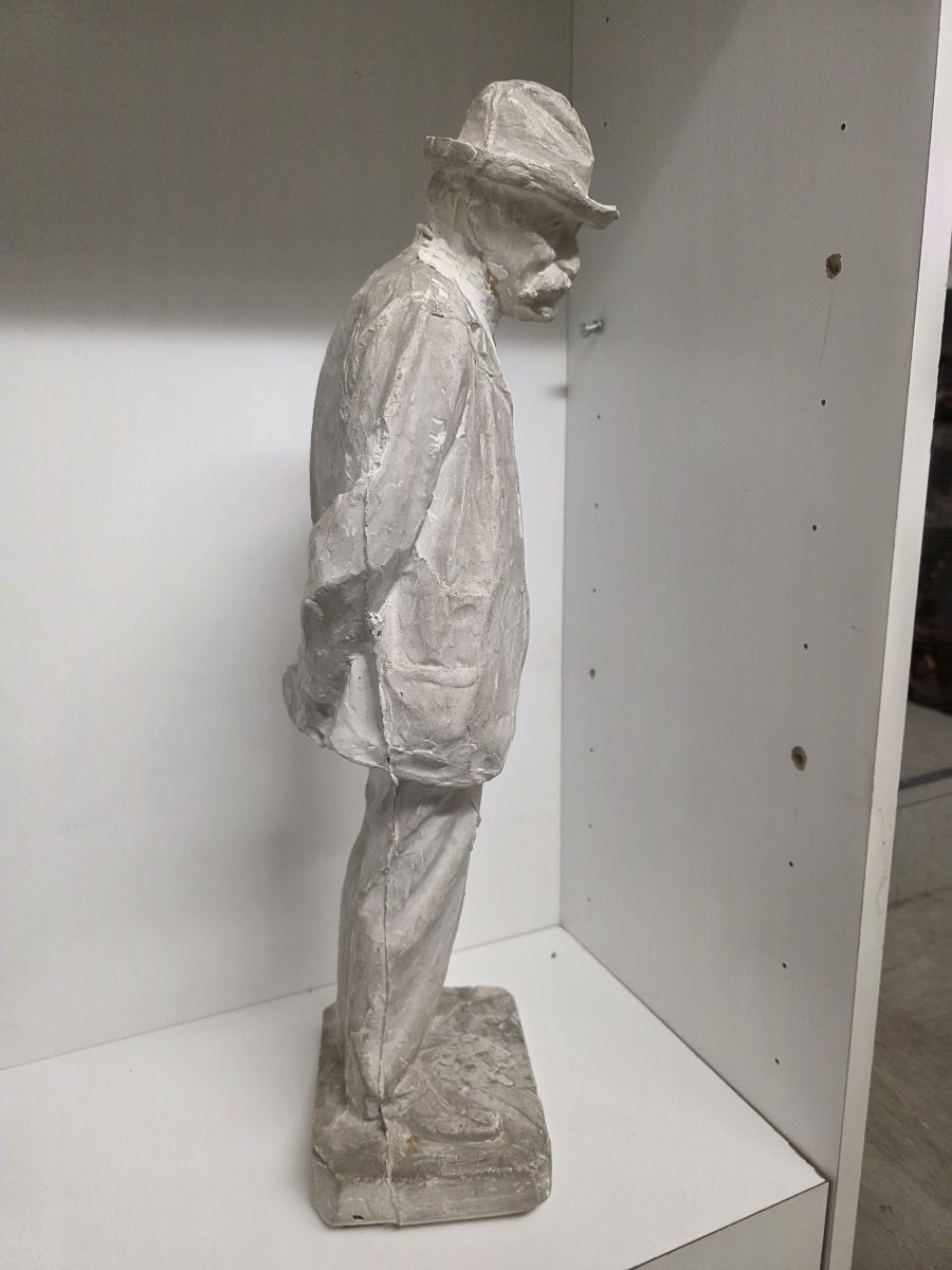 Statua in gesso bozzetto del bronzo raffigurante il pittore Giovanni Fattori-photo-2