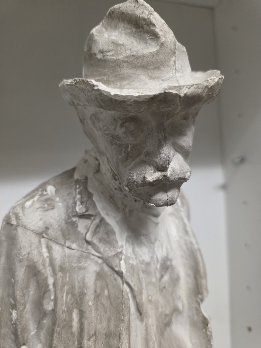 Statua in gesso bozzetto del bronzo raffigurante il pittore Giovanni Fattori-photo-3