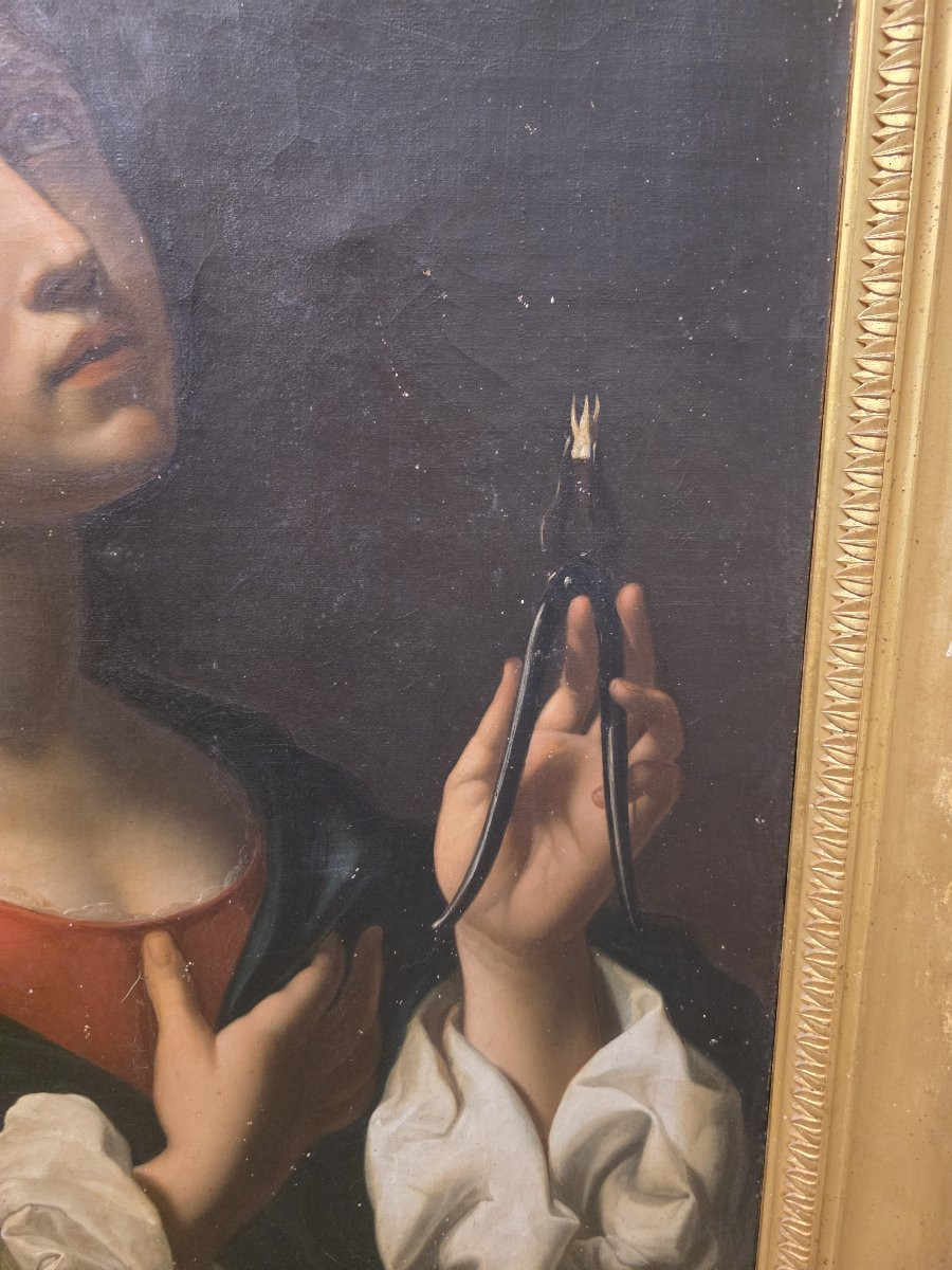 Olio su tela da Carlo Dolci, fine settecento primo ottoceonto raffigurante: Santa Apollonia-photo-3