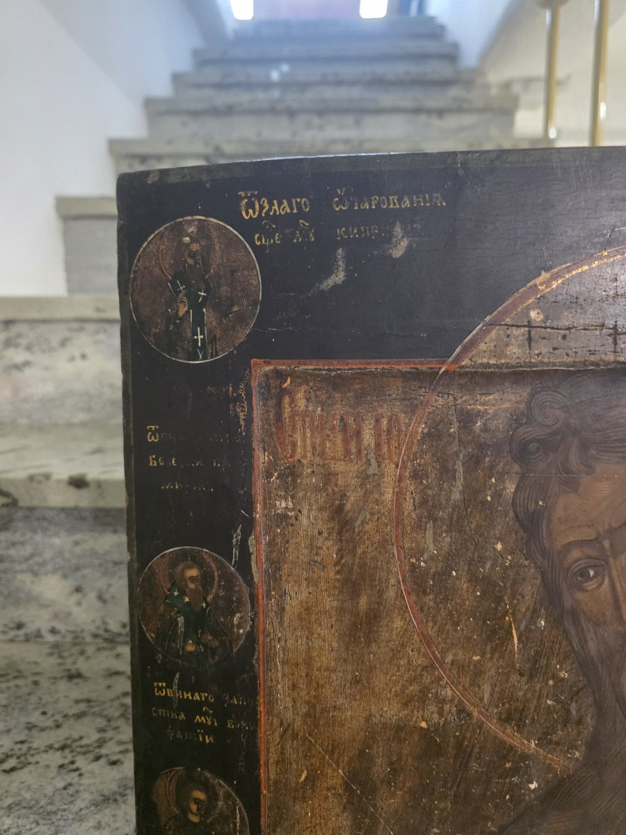 Grande icona russa del XIX secolo raffigurante San Giovanni Battista, l'Angelo del Deserto.-photo-1