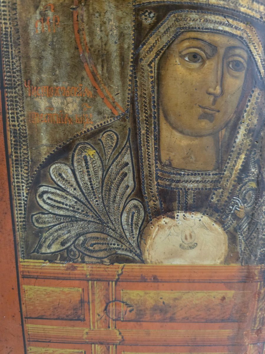 Icona russa La Madonna di Częstochowa del XIX secolo-photo-1