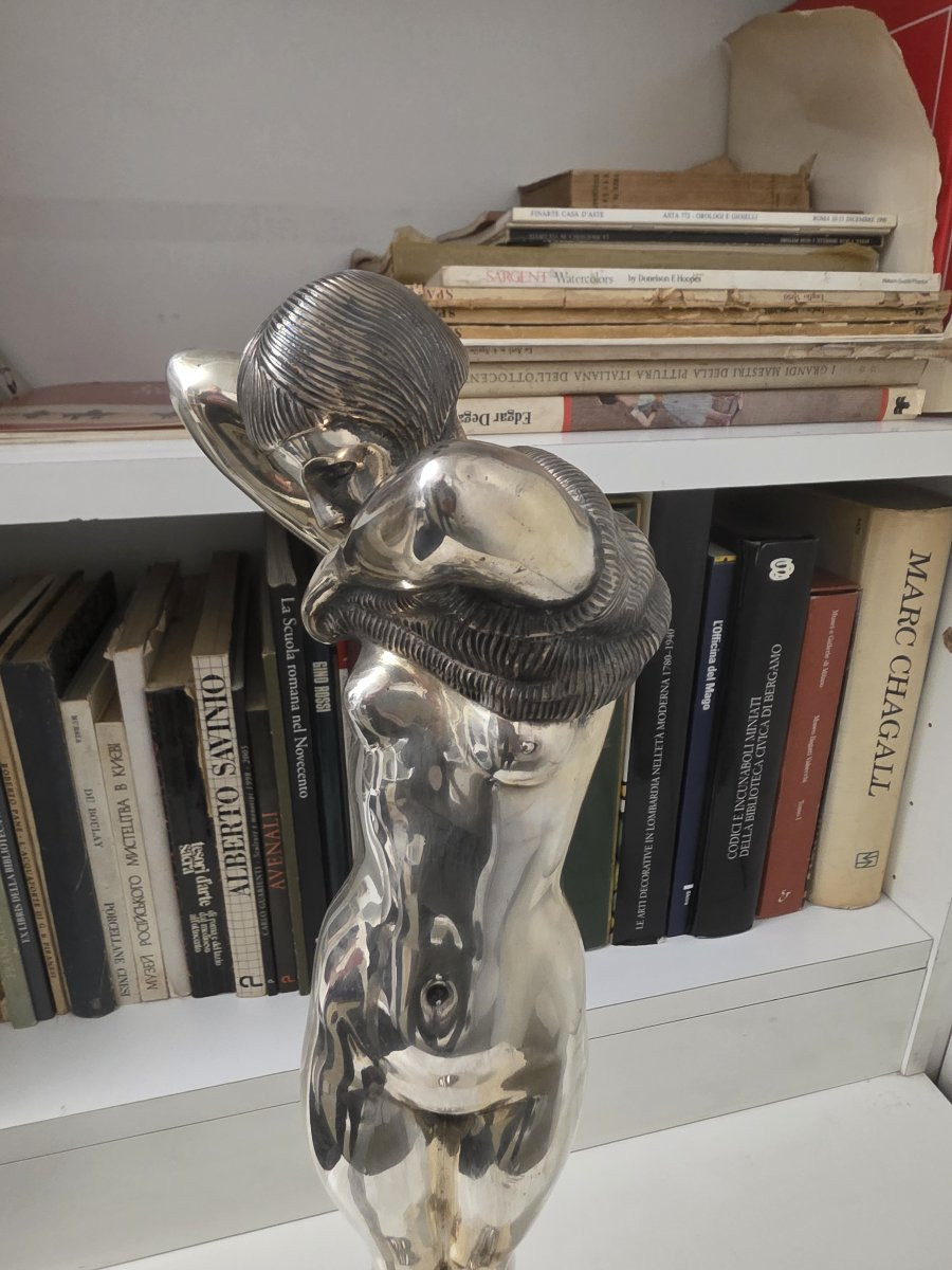 Statua raff. Donna nuda in argento massiccio epoca deco-photo-3