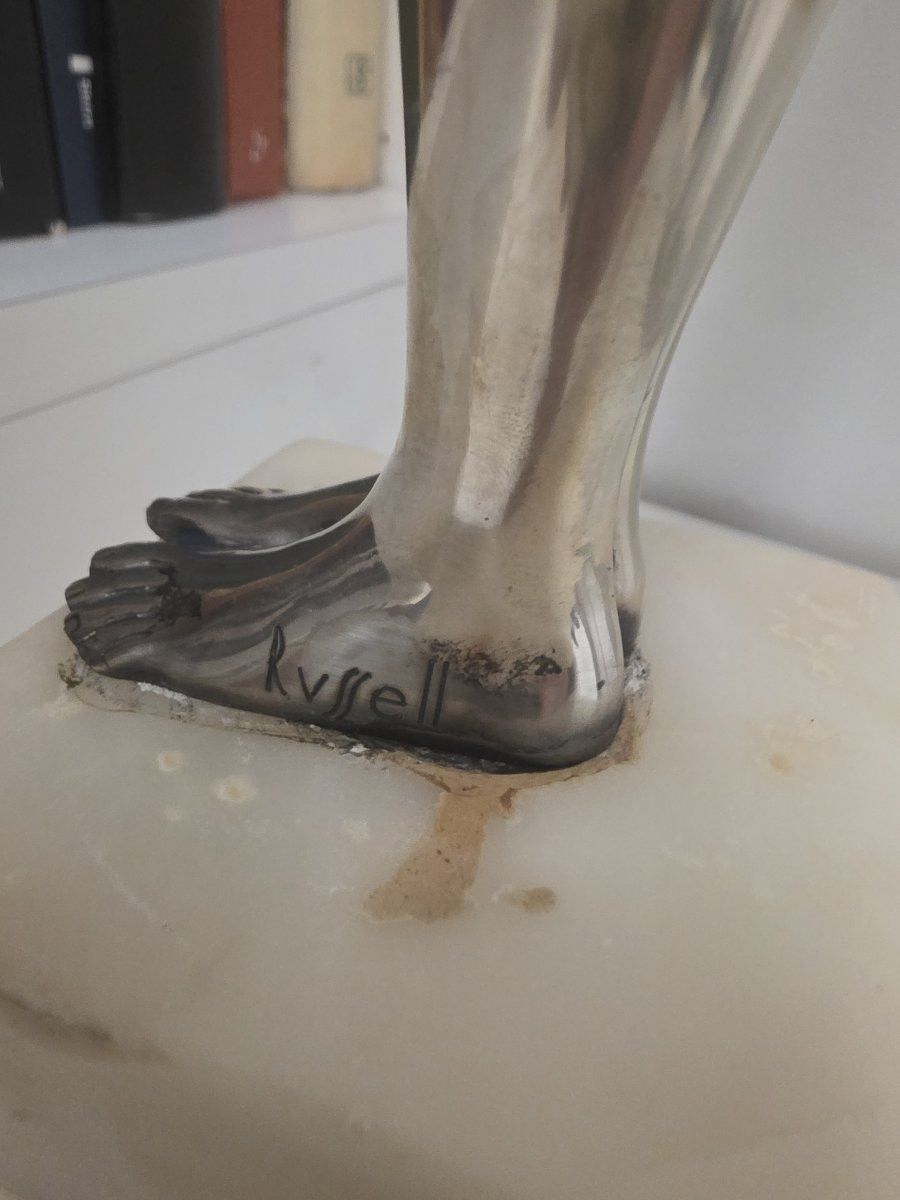 Statua raff. Donna nuda in argento massiccio epoca deco-photo-4