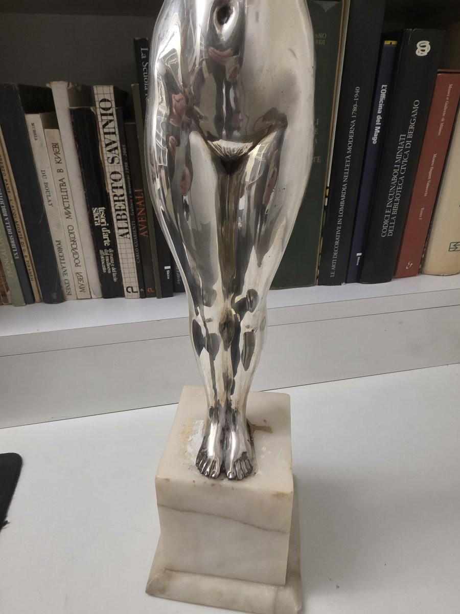 Statua raff. Donna nuda in argento massiccio epoca deco-photo-1