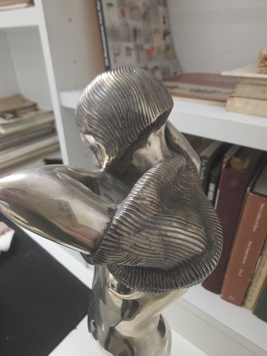 Statua raff. Donna nuda in argento massiccio epoca deco-photo-2