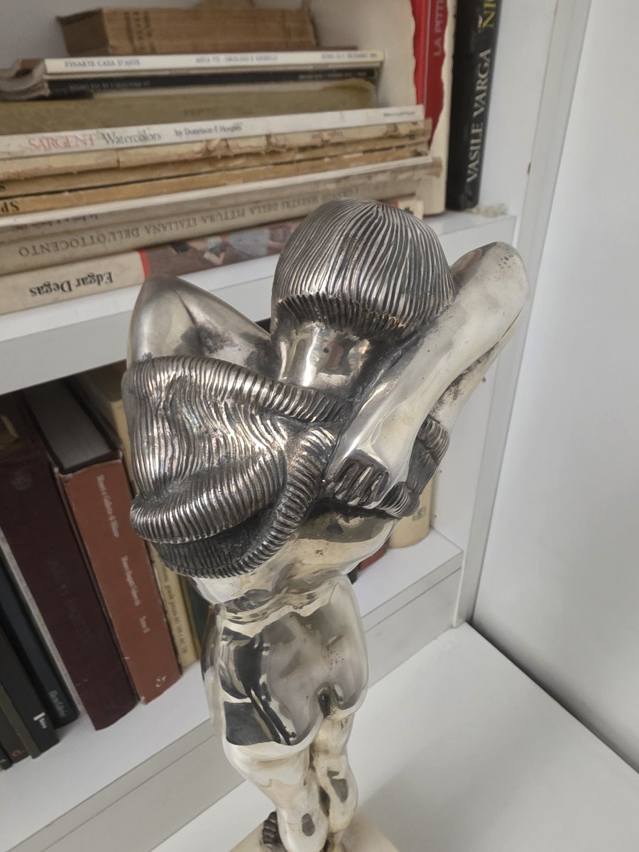 Statua raff. Donna nuda in argento massiccio epoca deco-photo-3