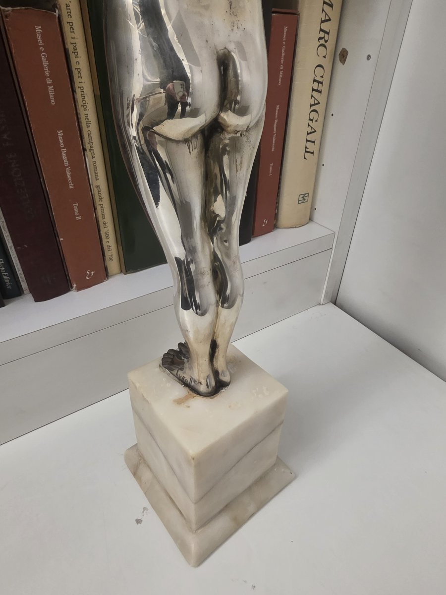 Statua raff. Donna nuda in argento massiccio epoca deco-photo-4