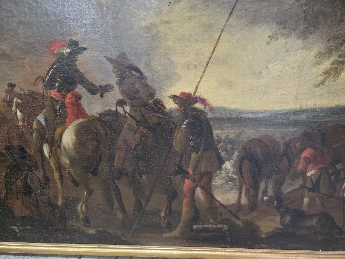 Olio su tela raffigurante scena dopo la Battaglia. Epoca XVII secolo-photo-4