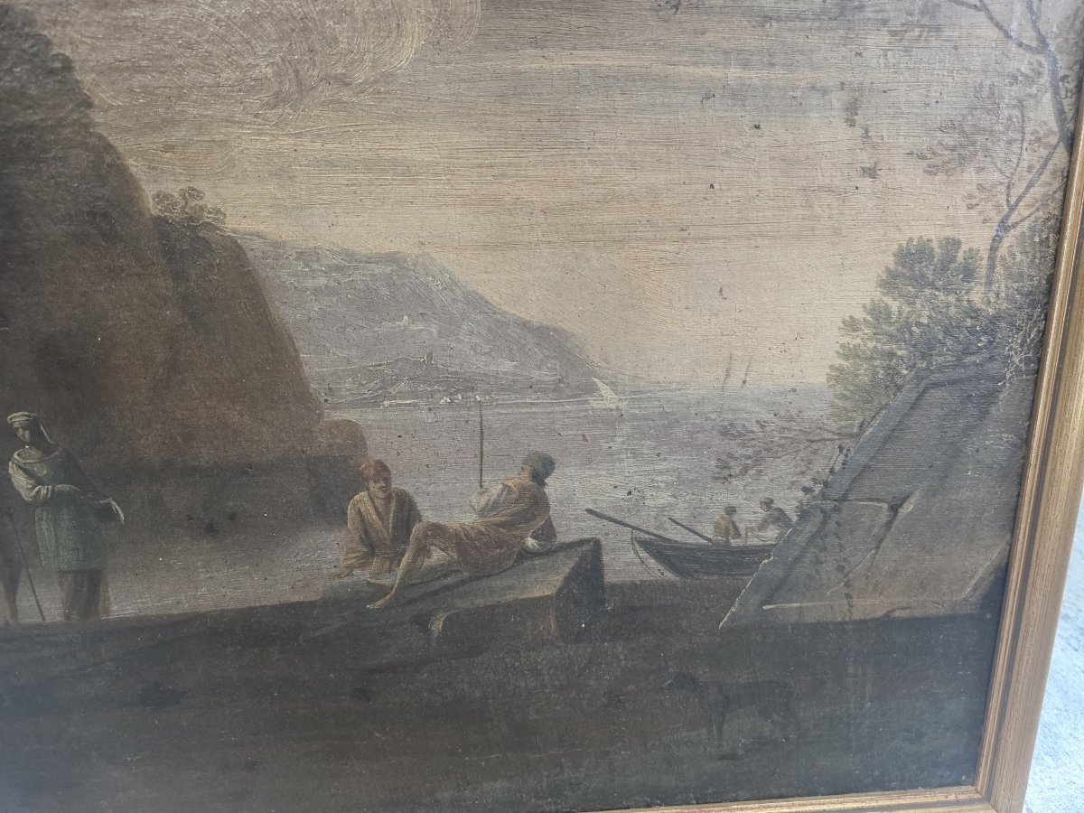 Scuola italiana, XVIII secolo, capriccio di rovine architettoniche con personaggi-photo-1