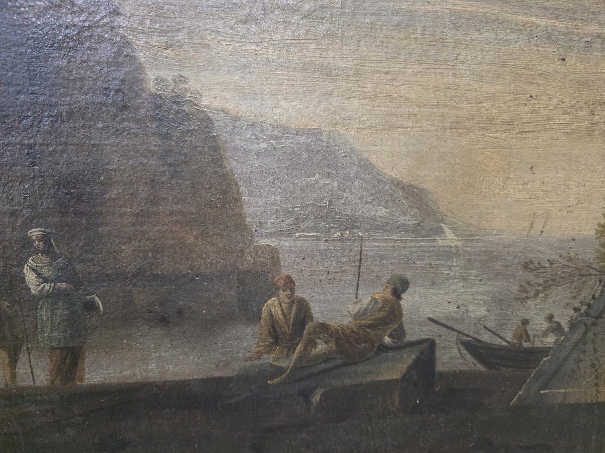 Scuola italiana, XVIII secolo, capriccio di rovine architettoniche con personaggi-photo-8