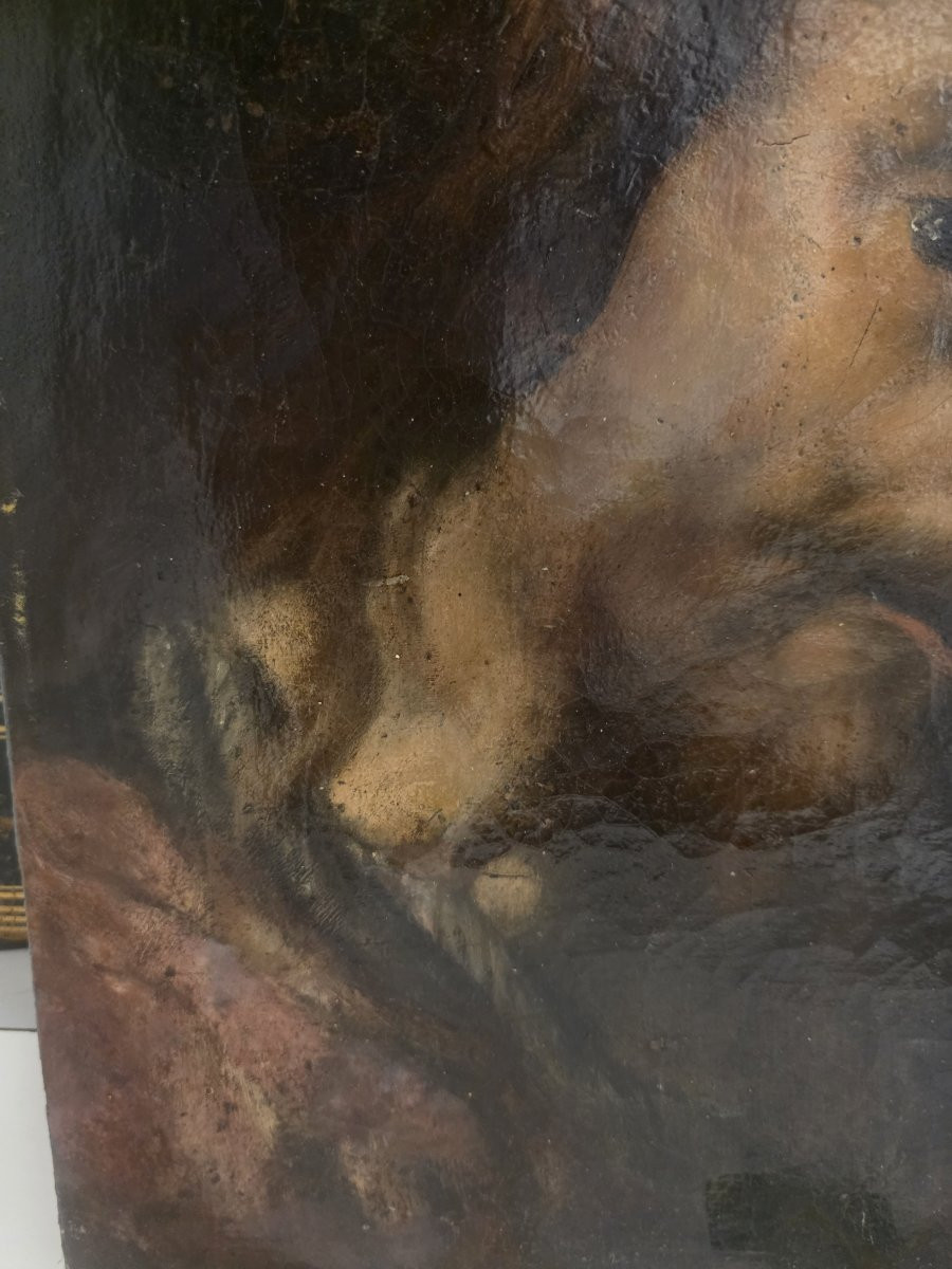 Olio su tela ritratto maschile Napoli (?) del XVII-photo-3