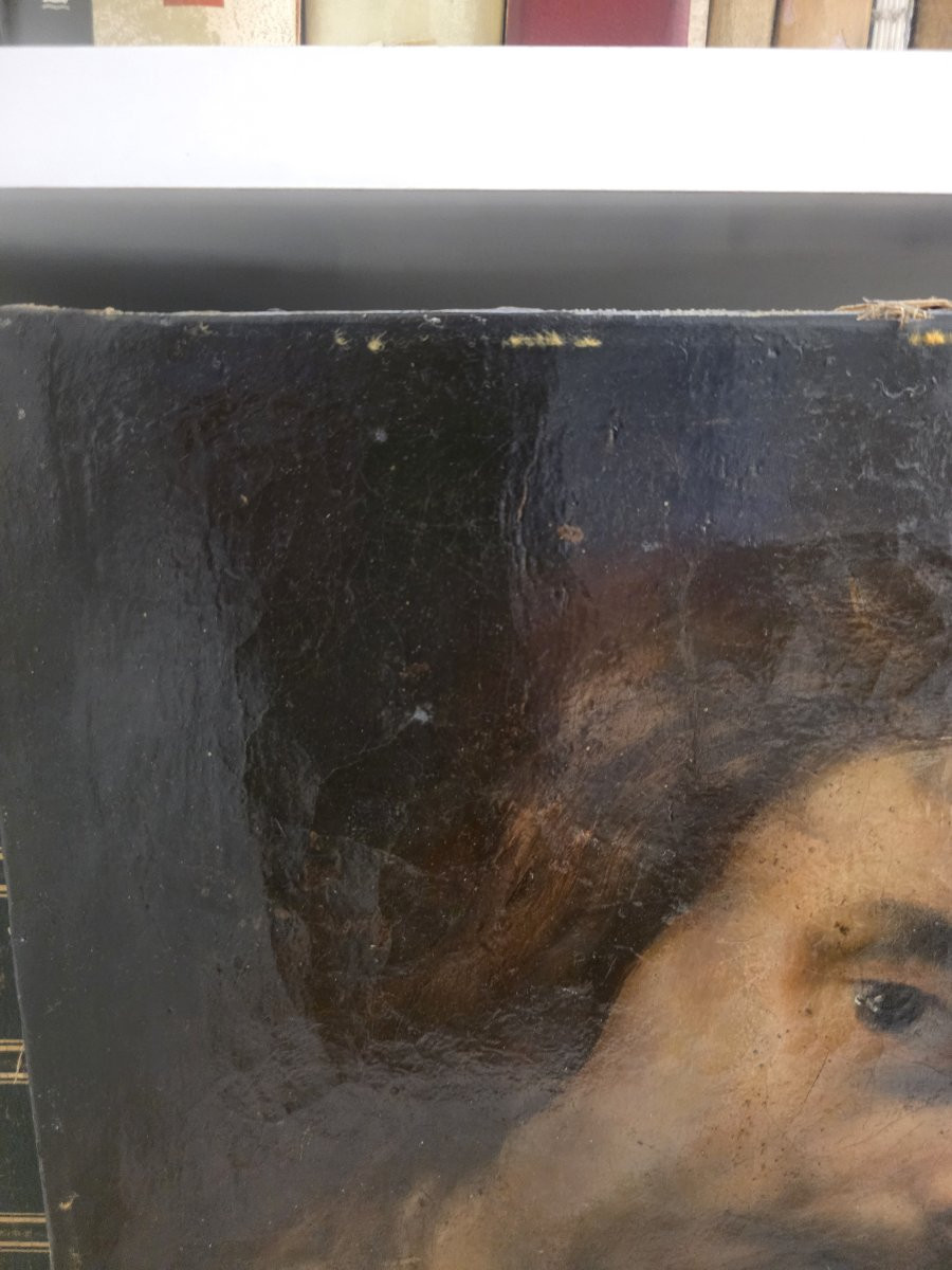 Olio su tela ritratto maschile Napoli (?) del XVII-photo-4