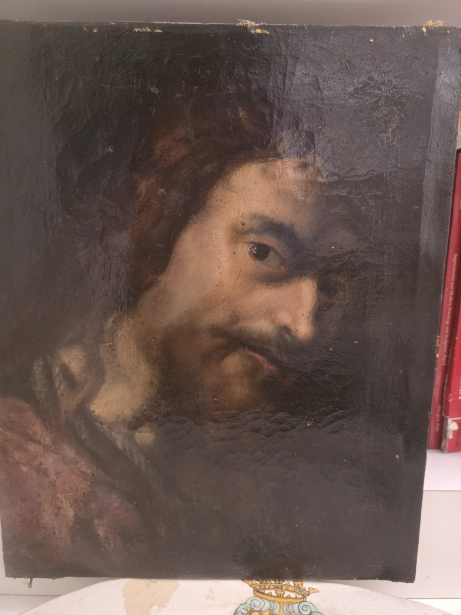 Olio su tela ritratto maschile Napoli (?) del XVII