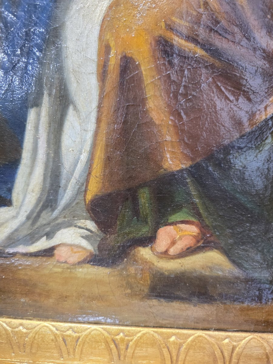 Olio su tela "l'Educazione della Vergine" Napoli seconda metà del settecento-photo-5