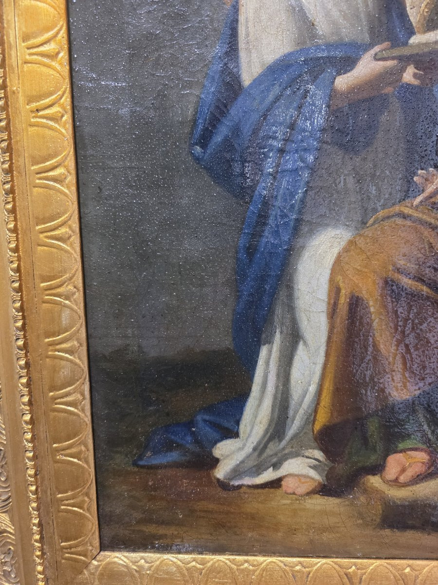 Olio su tela "l'Educazione della Vergine" Napoli seconda metà del settecento-photo-6