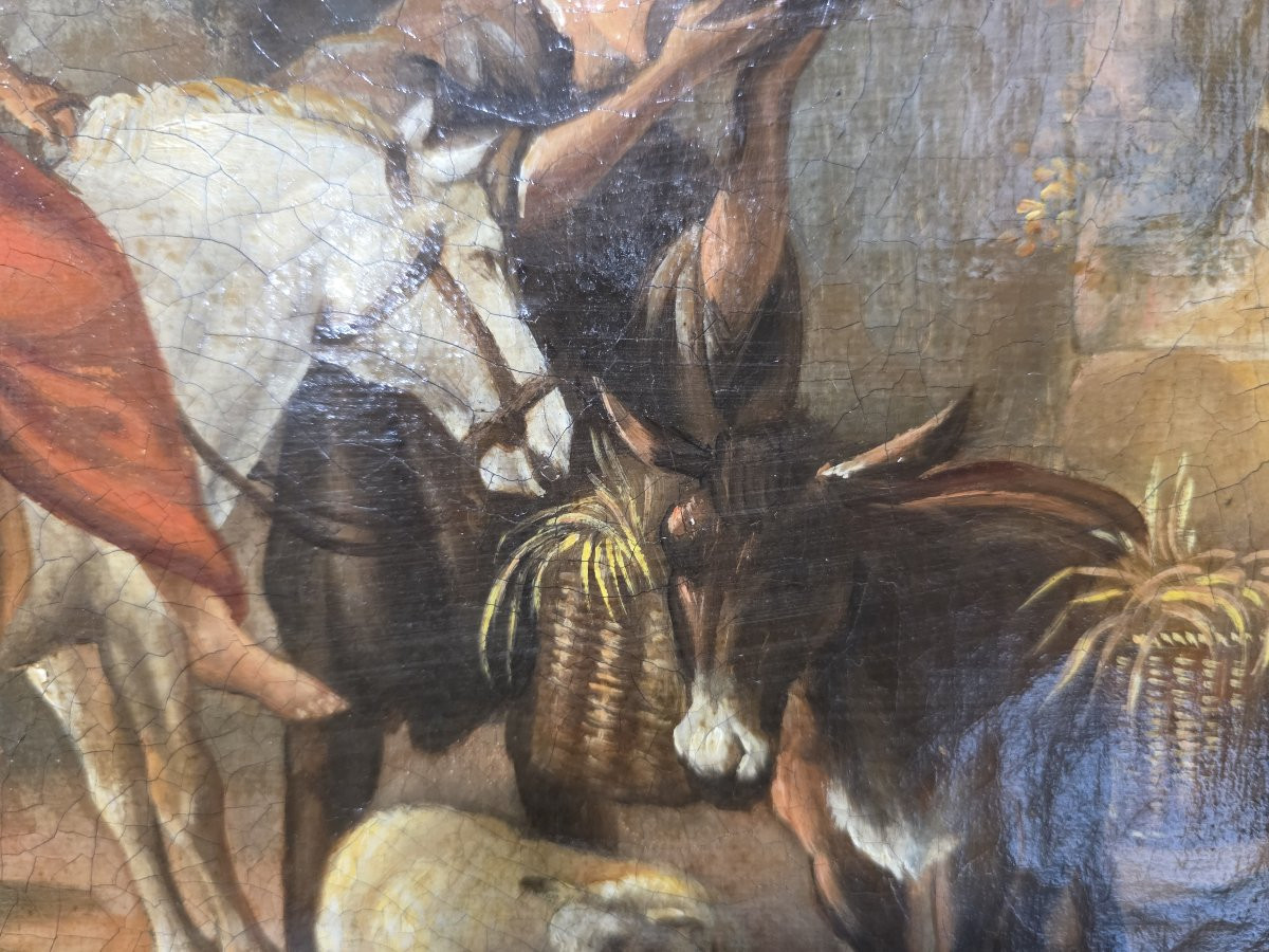 Olio su tela Fiammingo XIX secolo "Scena bucolica"-photo-4
