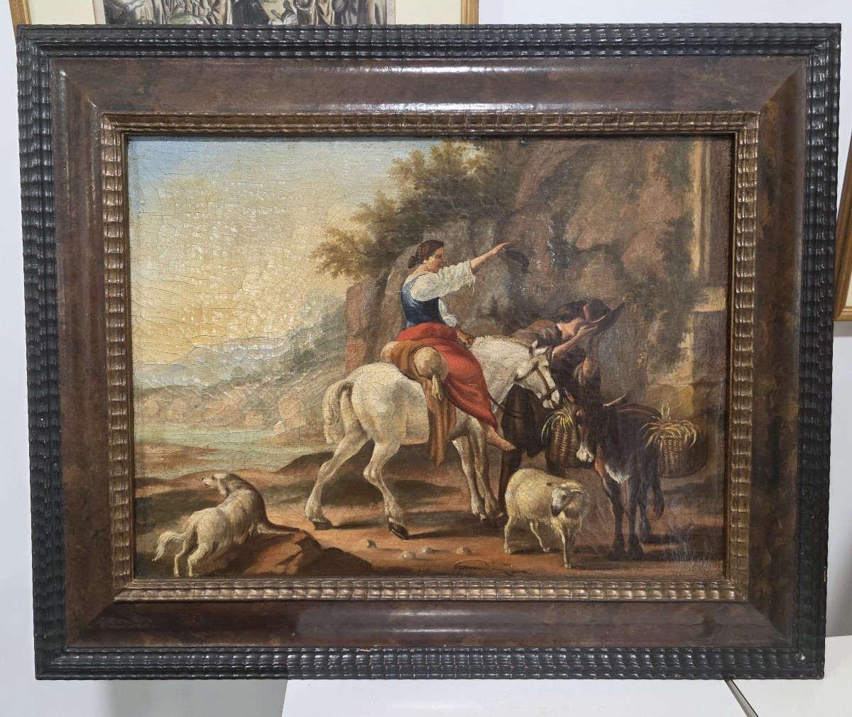 Olio su tela Fiammingo XIX secolo "Scena bucolica"