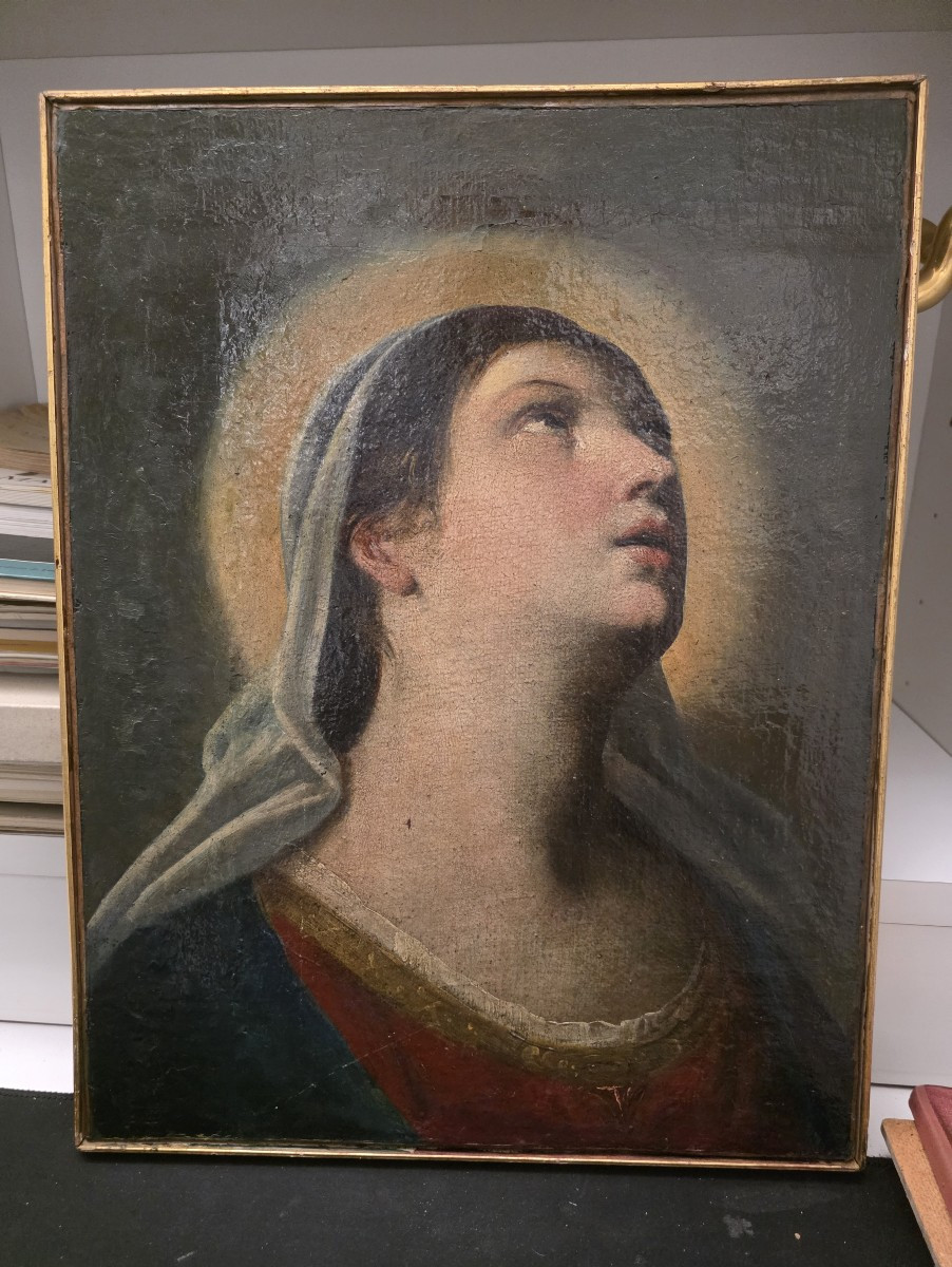 Dipinto olio su tela "Santa in estasi" fine del seicento primi settecento