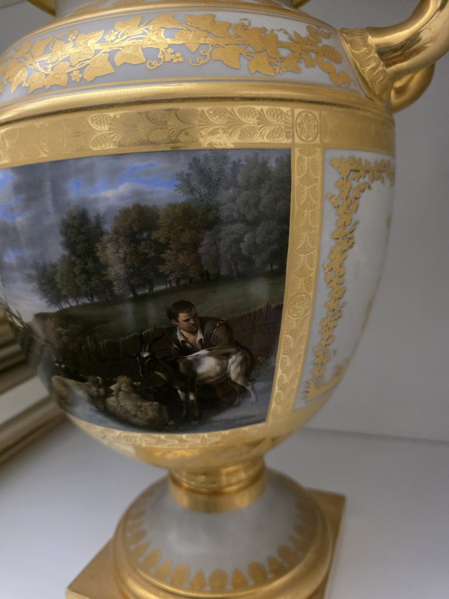 Vaso decorato raffigurante una scena campestre - porcellana a pasta dura prima metà 800-photo-3