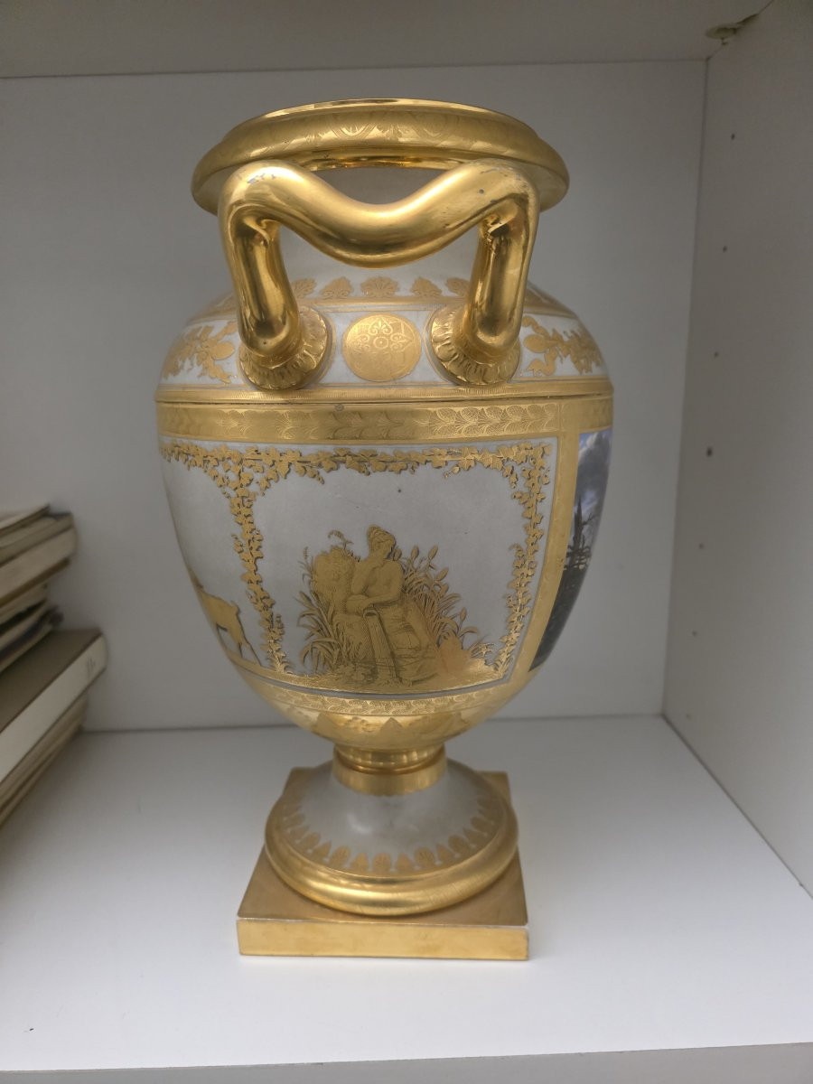 Vaso decorato raffigurante una scena campestre - porcellana a pasta dura prima metà 800-photo-3