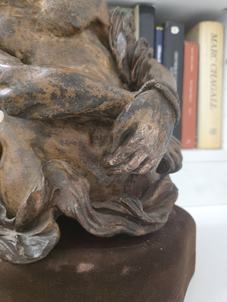 La scultura Cristo dolente "Ecce Homo" in terracotta Italia XVIII-photo-2