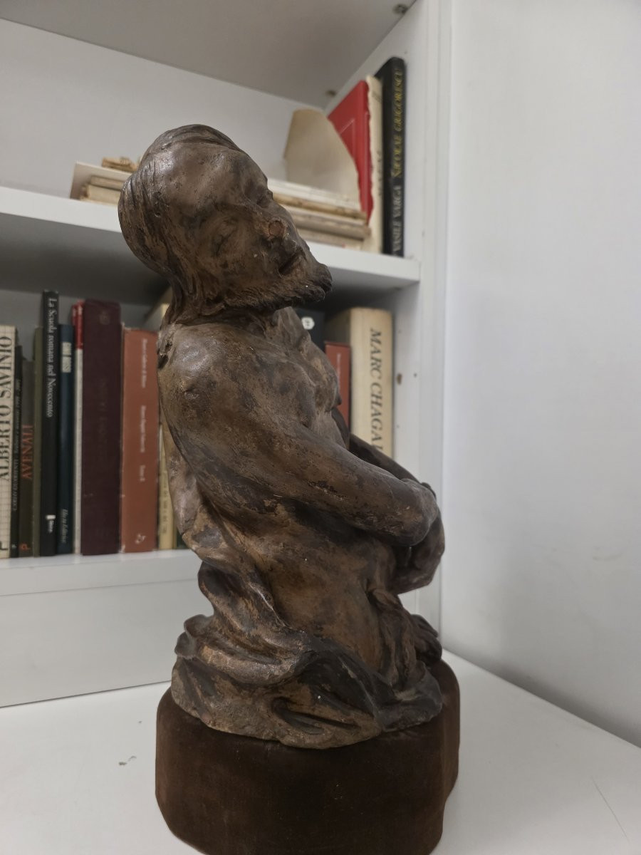 La scultura Cristo dolente "Ecce Homo" in terracotta Italia XVIII-photo-1