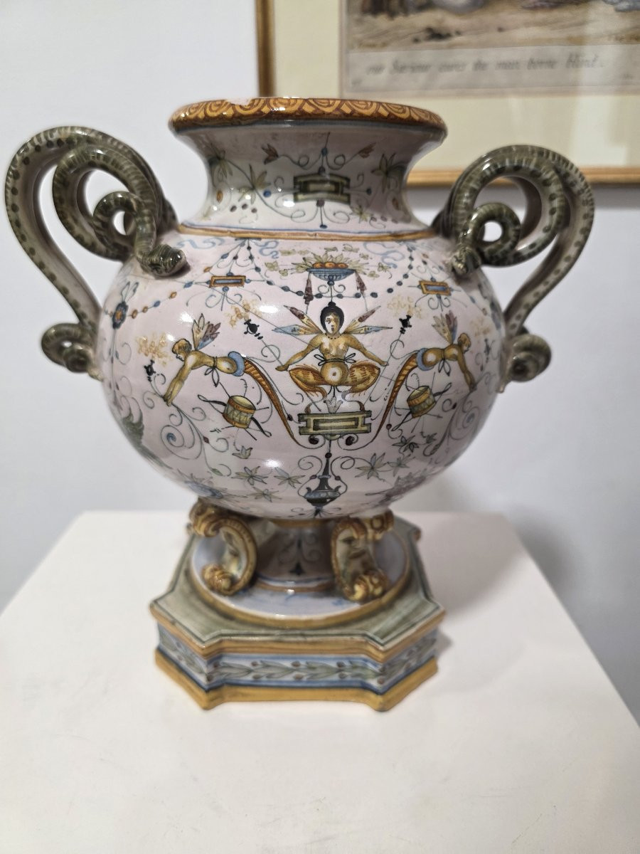 Vaso decorato a﻿ grottesche. Prima metà del novecento Molaroni Pesaro-photo-3