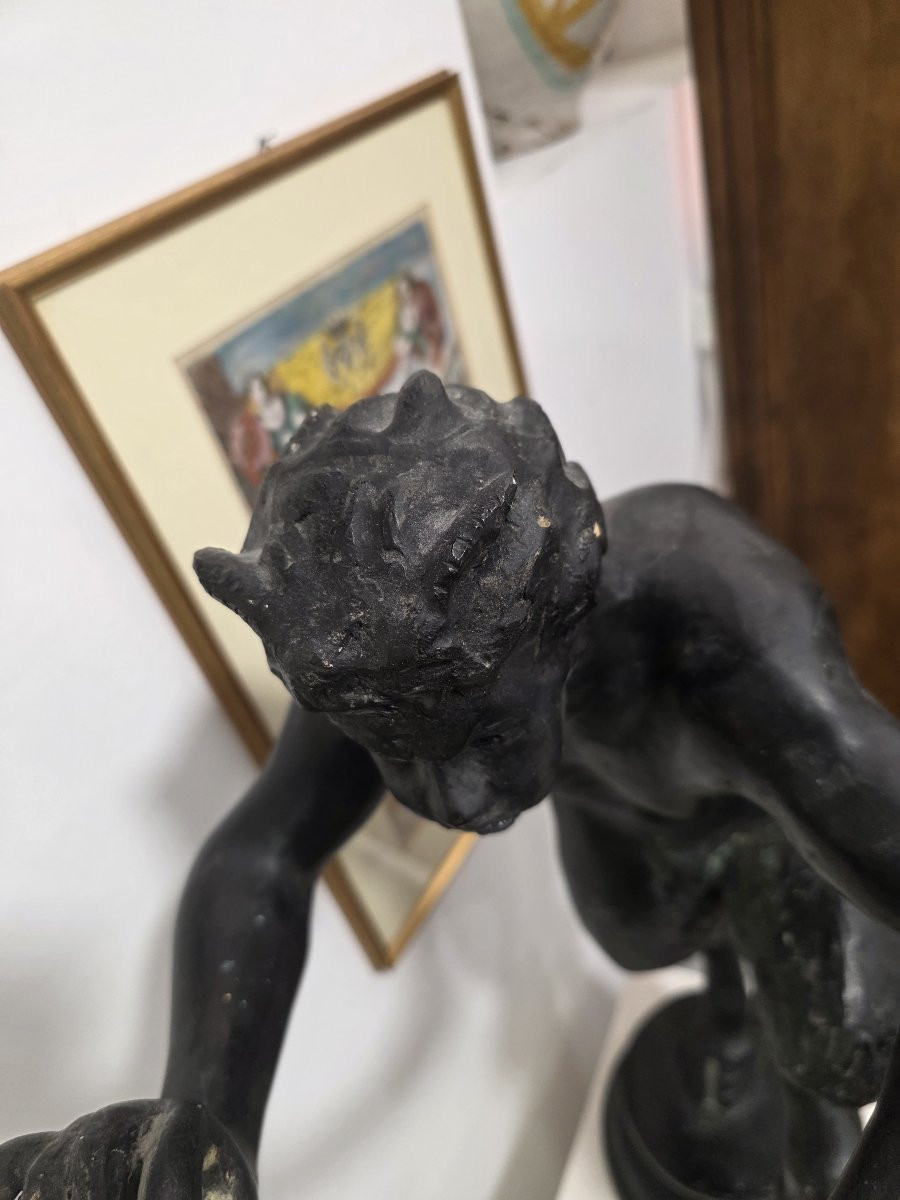Grande scultura in bronzo, un fresco Fauno. Italia fine Ottocento-photo-6