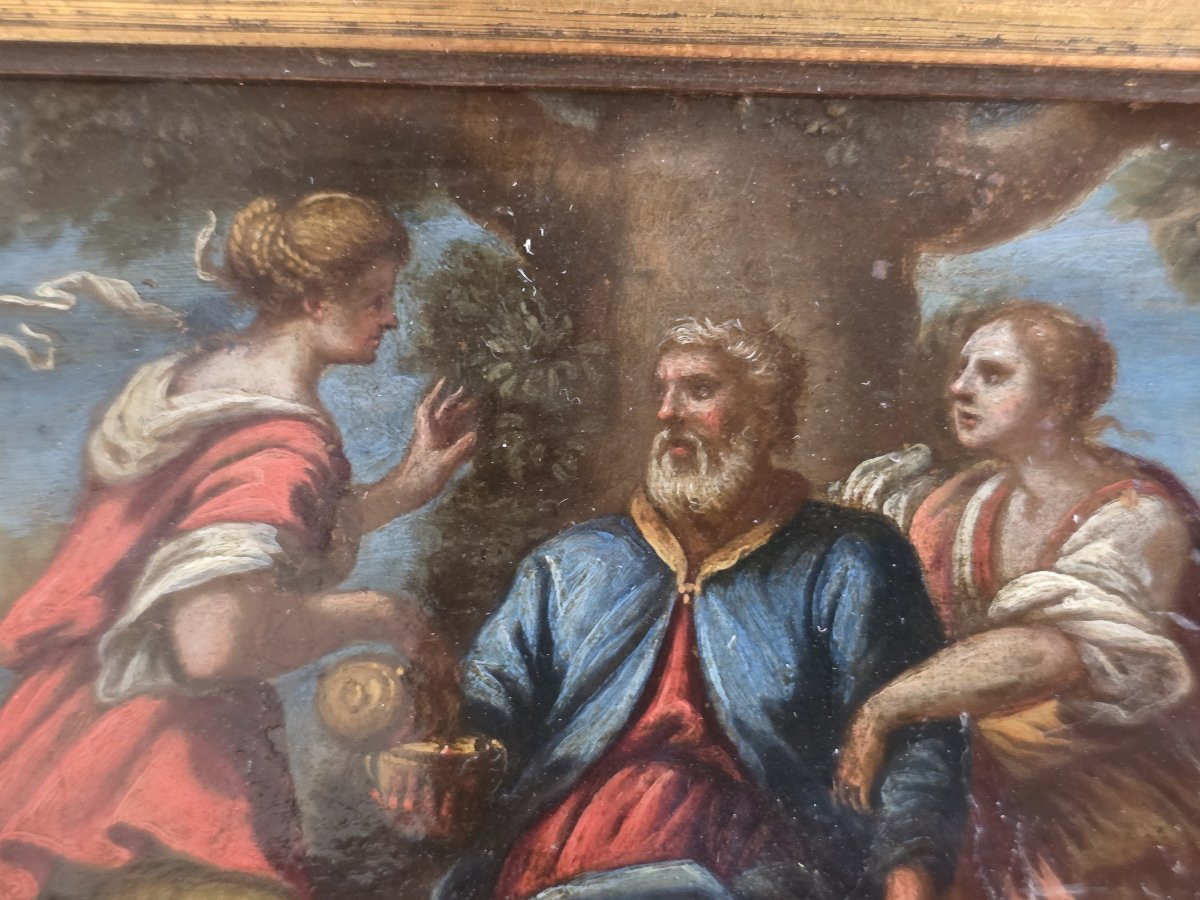 Lot e le sue figlie - olio su rame scuola italiana della metà del seicento-photo-3