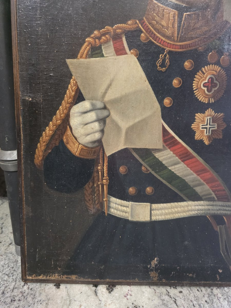 Olio su tela periodo del Risorgimento italiano raffigurante  Vittorio Emanuele II di Savoia-photo-3