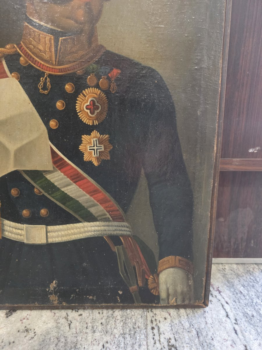 Olio su tela periodo del Risorgimento italiano raffigurante  Vittorio Emanuele II di Savoia-photo-6