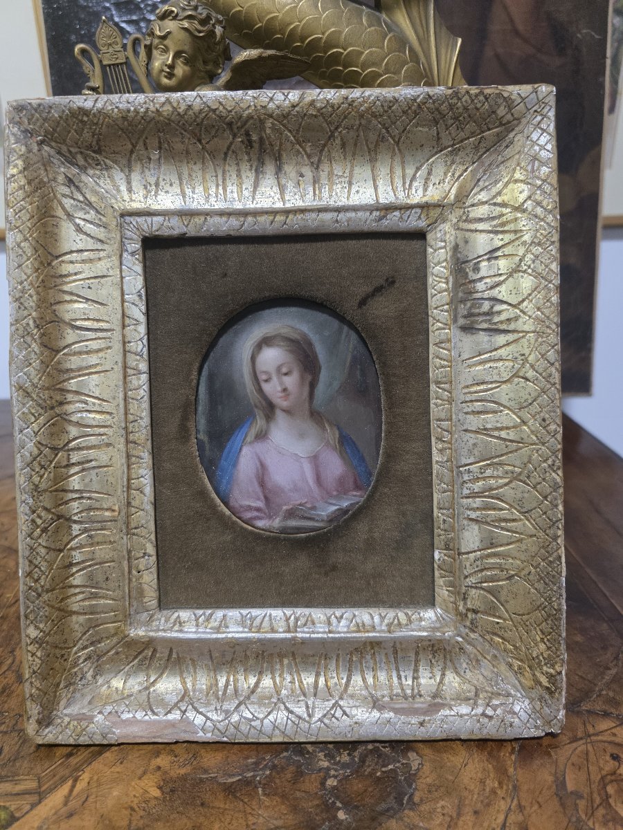 Olio su rame piccola "Vergine Maria". Italia meridionale XVIII secolo-photo-2