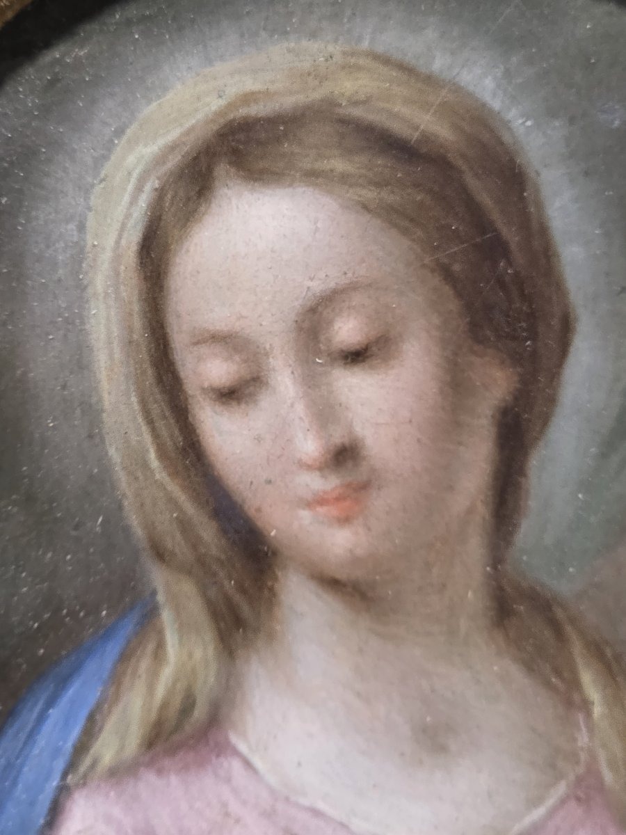Olio su rame piccola "Vergine Maria". Italia meridionale XVIII secolo-photo-4