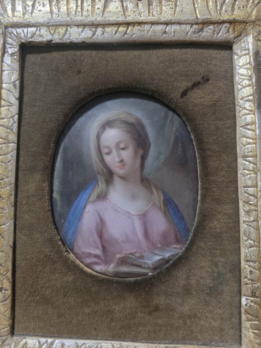 Olio su rame piccola "Vergine Maria". Italia meridionale XVIII secolo-photo-3