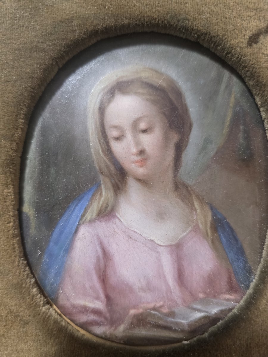 Olio su rame piccola "Vergine Maria". Italia meridionale XVIII secolo-photo-4