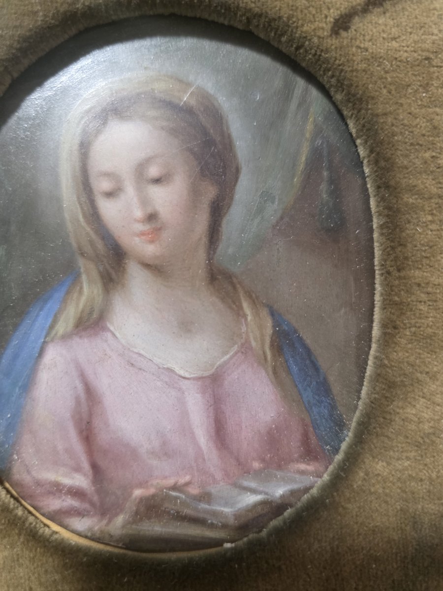 Olio su rame piccola "Vergine Maria". Italia meridionale XVIII secolo-photo-5