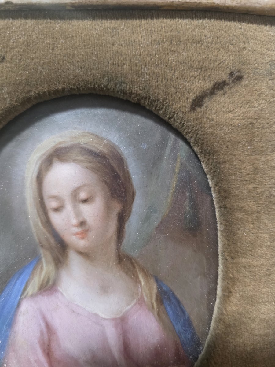 Olio su rame piccola "Vergine Maria". Italia meridionale XVIII secolo-photo-6