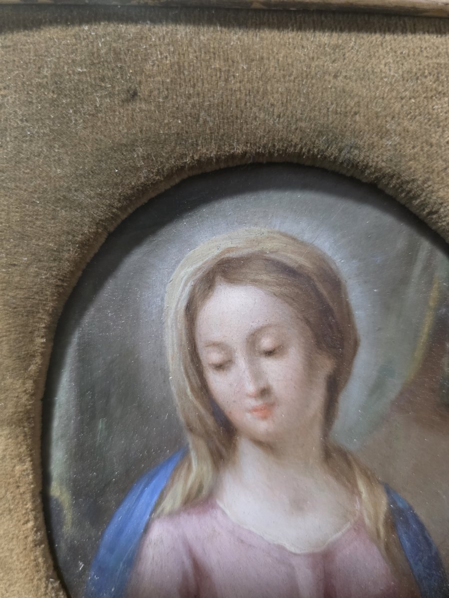 Olio su rame piccola "Vergine Maria". Italia meridionale XVIII secolo-photo-7