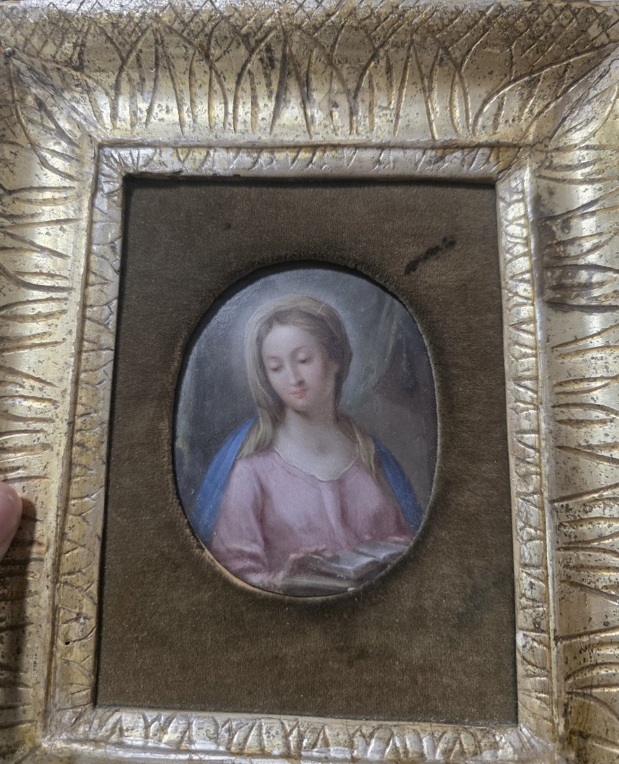 Olio su rame piccola "Vergine Maria". Italia meridionale XVIII secolo