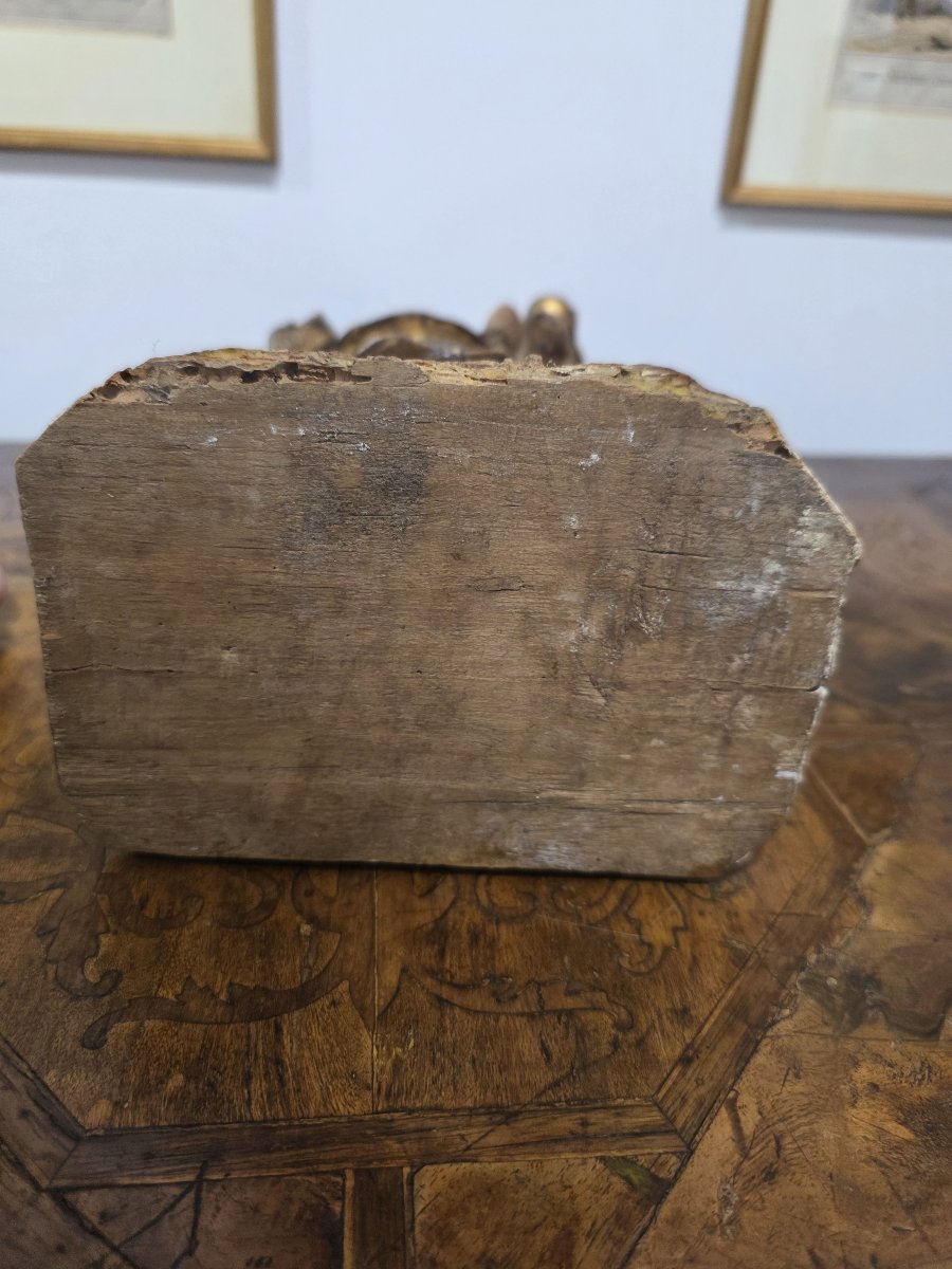 Scultura in legno dorato e dipinto raffigurante "Madonna col Bambino" Spagna fine seicento-photo-5