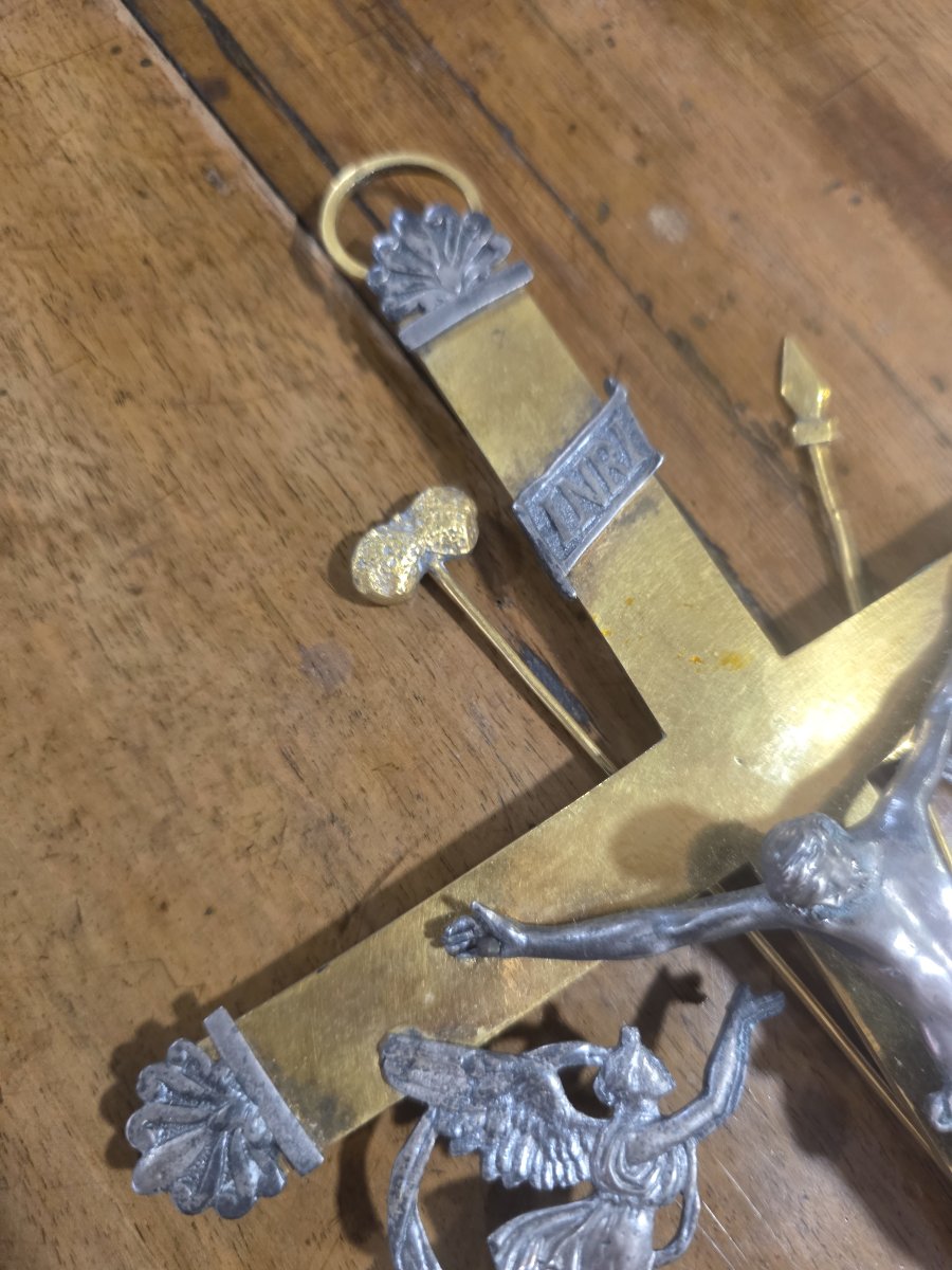 Grande acquasantiera in bronzo dorato e argento. Roma metà  settecento-photo-3