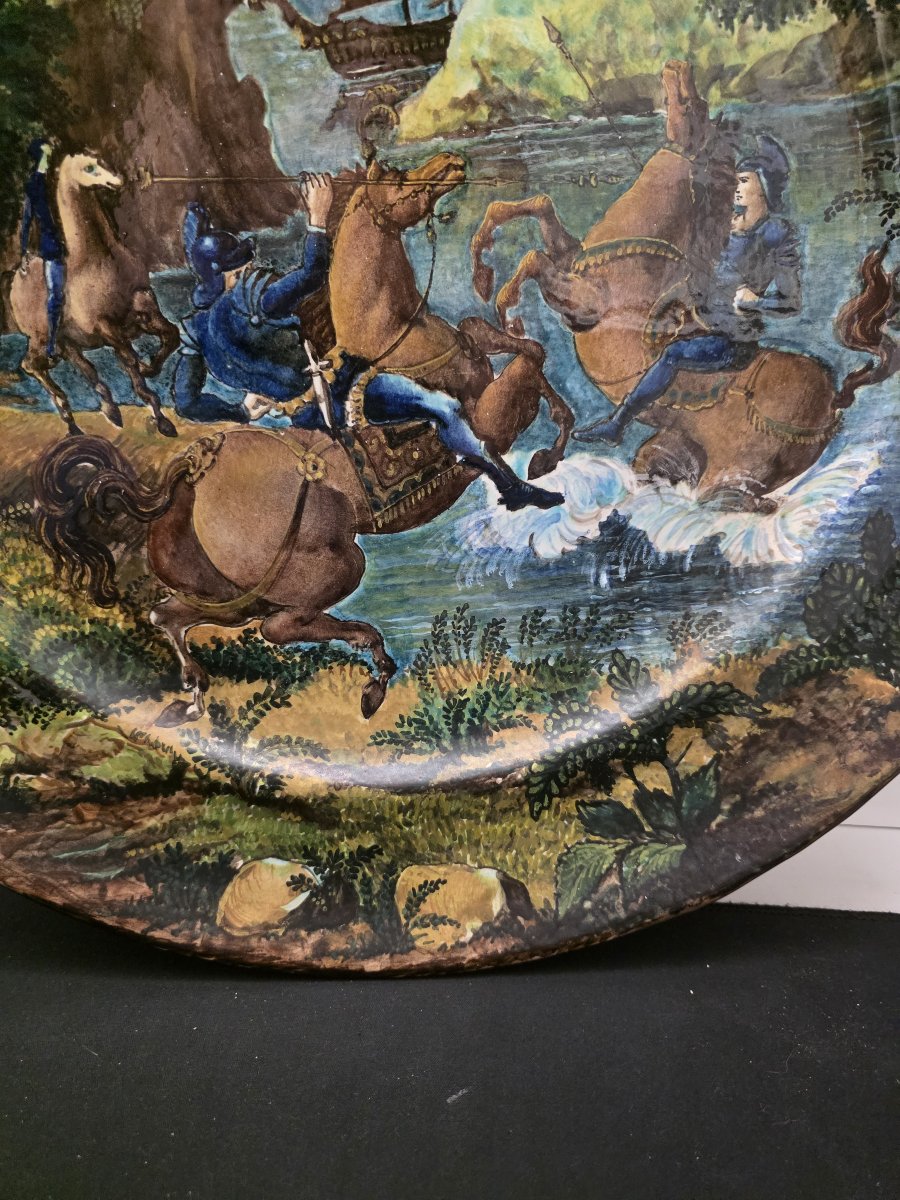 Piatto grande in maiolica istoriata firmato Mengaroni-photo-4