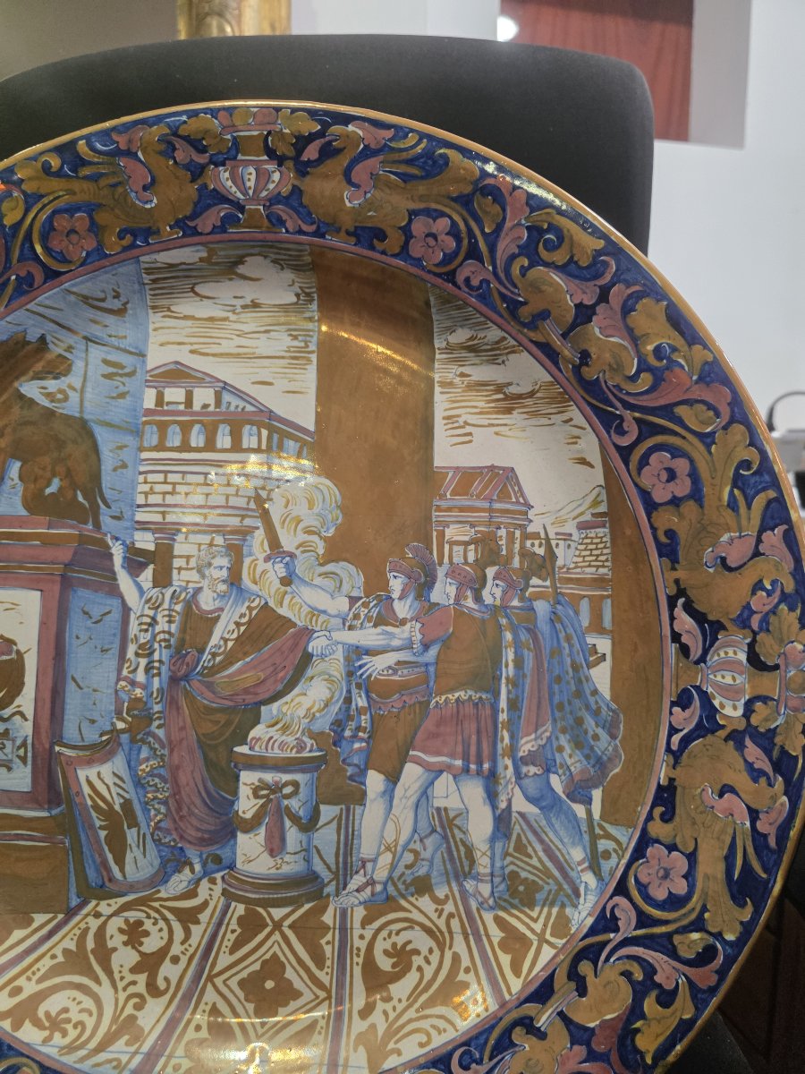 Grande piatto a lustro da parata istoriato Alfredo Santarelli (Gualdo Tadino)-photo-2