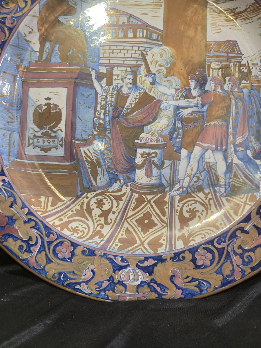 Grande piatto a lustro da parata istoriato Alfredo Santarelli (Gualdo Tadino)-photo-4